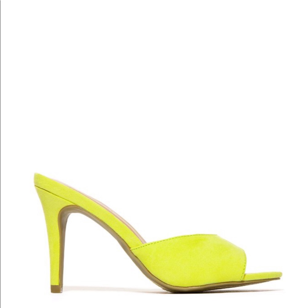 Neon Yellow Open Toe Slip On